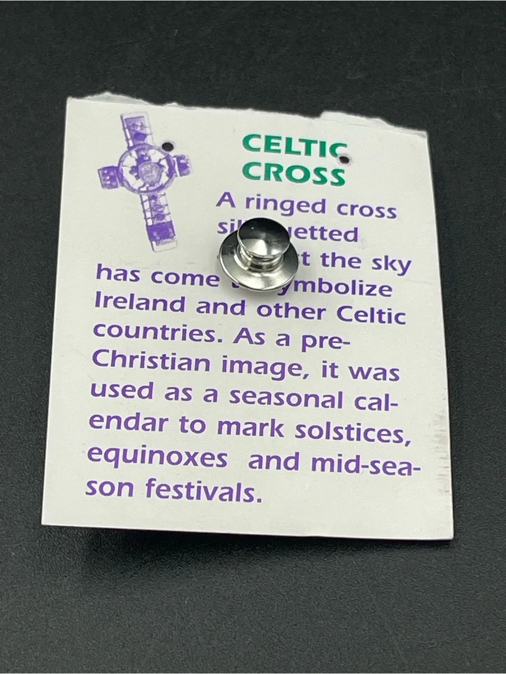 2002 Liztech Celtic Cross Pin Brooch Mixed Metal Beaded